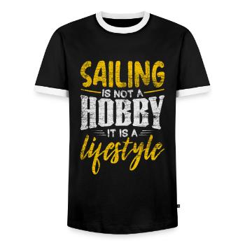 navigation à voile - T-shirt contrasté Homme - noir/blanc - Devant - AI Model Female 172 light (172cm) & AI Model Male 178 light (178cm)