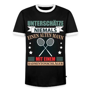 Badminton Rentner Geschenk Lustig Herren Spruch - Männer Kontrast-T-Shirt - Schwarz/Weiß - Vorne - AI Model Female 172 light (172cm) & AI Model Male 178 light (178cm)