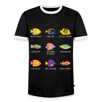 Tropical fish anemonefish angelfish - Men's Ringer Shirt - black/white - Front - AI Model Female 172 light (172cm) & AI Model Male 178 light (178cm)