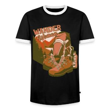 Lustig Wandern Frau Natur Geschenk - Männer Kontrast-T-Shirt - Schwarz/Weiß - Vorne - AI Model Female 172 light (172cm) & AI Model Male 178 light (178cm)
