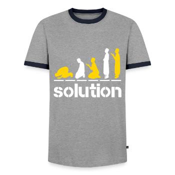 Prière islamique Islam Foi Ramadan musulman - T-shirt contrasté Homme - gris/marine  - Devant - AI Model Female 172 light (172cm) & AI Model Male 178 light (178cm)