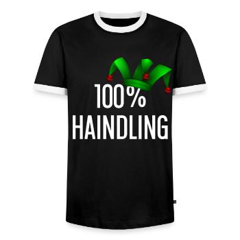 100 Prozent Haindling Joker Cap - Männer Kontrast-T-Shirt - Schwarz/Weiß - Vorne - AI Model Female 172 light (172cm) & AI Model Male 178 light (178cm)
