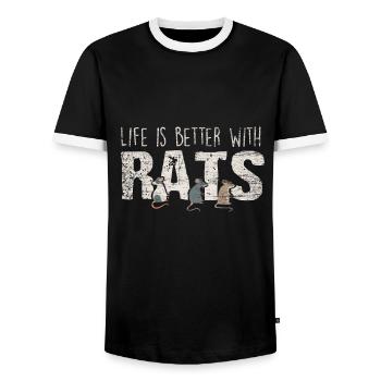 Ratte - Männer Kontrast-T-Shirt - Schwarz/Weiß - Vorne - AI Model Female 172 light (172cm) & AI Model Male 178 light (178cm)