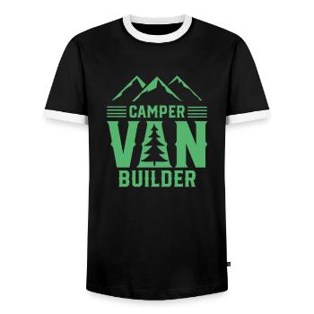 Équipe de construction de camping-cars camping-car - T-shirt contrasté Homme - noir/blanc - Devant - AI Model Female 172 light (172cm) & AI Model Male 178 light (178cm)