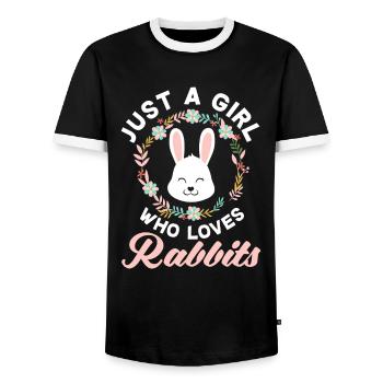 Bunnies woman - Men's Ringer Shirt - black/white - Front - AI Model Female 172 light (172cm) & AI Model Male 178 light (178cm)