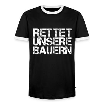 Rettet unsere Bauern - Männer Kontrast-T-Shirt - Schwarz/Weiß - Vorne - AI Model Female 172 light (172cm) & AI Model Male 178 light (178cm)