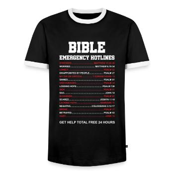 Christian Religion Dieu Christianisme Jésus cadeau - T-shirt contrasté Homme - noir/blanc - Devant - AI Model Female 172 light (172cm) & AI Model Male 178 light (178cm)