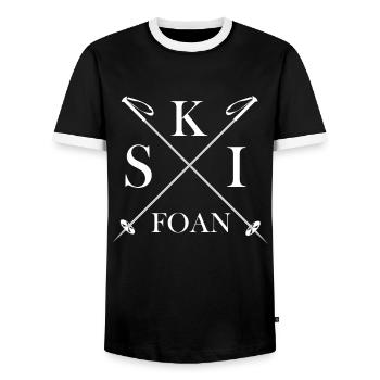 Skieur skieur ski sport vacances au ski - T-shirt contrasté Homme - noir/blanc - Devant - AI Model Female 172 light (172cm) & AI Model Male 178 light (178cm)
