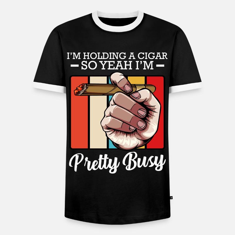 Zigarre - Männer Kontrast-T-Shirt - Schwarz/Weiß