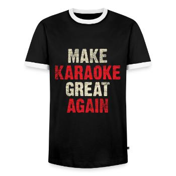 Karaoke - Men's Ringer Shirt - black/white - Front - AI Model Female 172 light (172cm) & AI Model Male 178 light (178cm)