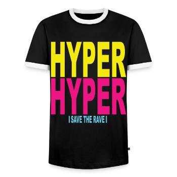 90s 90s party 90s techno 90 years - Men's Ringer Shirt - black/white - Front - AI Model Female 172 light (172cm) & AI Model Male 178 light (178cm)