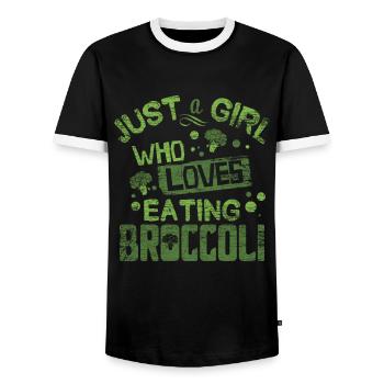 Brokkoli - Männer Kontrast-T-Shirt - Schwarz/Weiß - Vorne - AI Model Female 172 light (172cm) & AI Model Male 178 light (178cm)