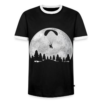 Paragliding Mond - Männer Kontrast-T-Shirt - Schwarz/Weiß - Vorne - AI Model Female 172 light (172cm) & AI Model Male 178 light (178cm)