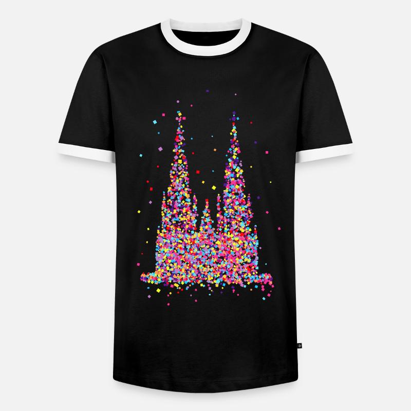 Kölner Dom, Konfetti - Männer Kontrast-T-Shirt - Schwarz/Weiß