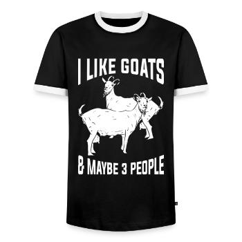 goat - Men's Ringer Shirt - black/white - Front - AI Model Female 172 light (172cm) & AI Model Male 178 light (178cm)