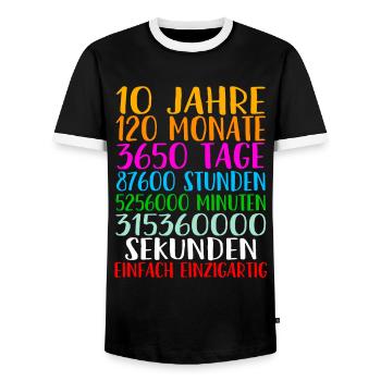 10. Geburtstag Geschenkidee Bday Spruch Geschenk - Männer Kontrast-T-Shirt - Schwarz/Weiß - Vorne - AI Model Female 172 light (172cm) & AI Model Male 178 light (178cm)