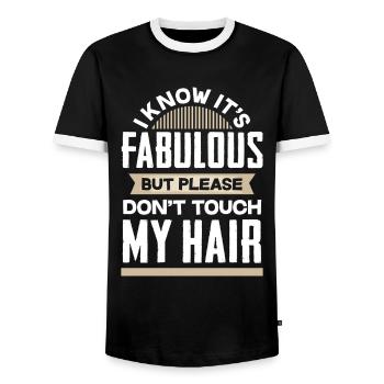Haar nicht Anfassen - Männer Kontrast-T-Shirt - Schwarz/Weiß - Vorne - AI Model Female 172 light (172cm) & AI Model Male 178 light (178cm)