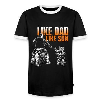 like dad so son - Men's Ringer Shirt - black/white - Front - AI Model Female 172 light (172cm) & AI Model Male 178 light (178cm)