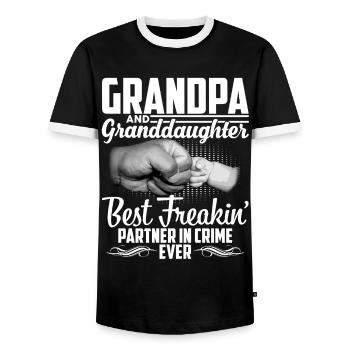 Grand-père et petite-fille, meilleur partenaire freaking de - T-shirt contrasté Homme - noir/blanc - Devant - AI Model Female 172 light (172cm) & AI Model Male 178 light (178cm)