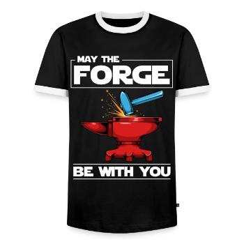 Schmied - Männer Kontrast-T-Shirt - Schwarz/Weiß - Vorne - AI Model Female 172 light (172cm) & AI Model Male 178 light (178cm)