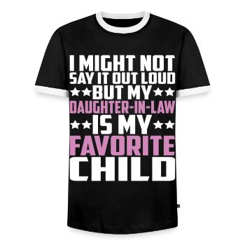 Ma belle-fille est mon enfant préféré drôle - T-shirt contrasté Homme - noir/blanc - Devant - AI Model Female 172 light (172cm) & AI Model Male 178 light (178cm)