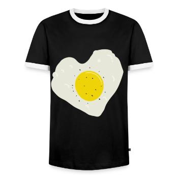 Coeur d'oeuf frit - T-shirt contrasté Homme - noir/blanc - Devant - AI Model Female 172 light (172cm) & AI Model Male 178 light (178cm)