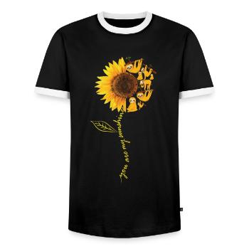 You Are My Sunshine Sunflower Cute Sloths Lovers - Männer Kontrast-T-Shirt - Schwarz/Weiß - Vorne - AI Model Female 172 light (172cm) & AI Model Male 178 light (178cm)