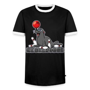 Kegelrobbe Robbe Bowling Kegeln Wortspiel - Männer Kontrast-T-Shirt - Schwarz/Weiß - Vorne - AI Model Female 172 light (172cm) & AI Model Male 178 light (178cm)