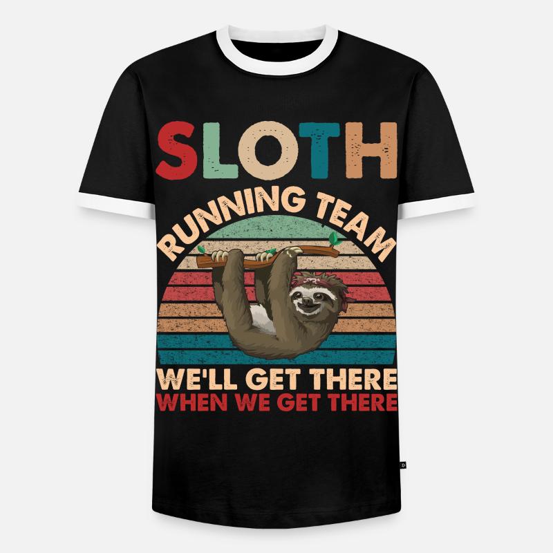 Sloth running Team - Men's Ringer Shirt - black/white