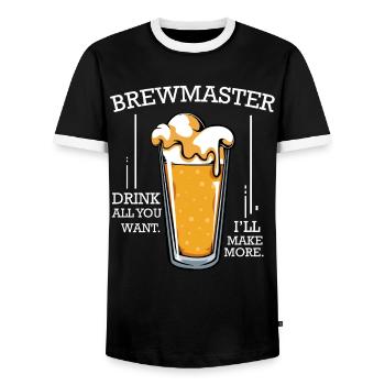brew beer - Men's Ringer Shirt - black/white - Front - AI Model Female 172 light (172cm) & AI Model Male 178 light (178cm)