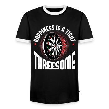 Darts games gift christmas birthday - Men's Ringer Shirt - black/white - Front - AI Model Female 172 light (172cm) & AI Model Male 178 light (178cm)