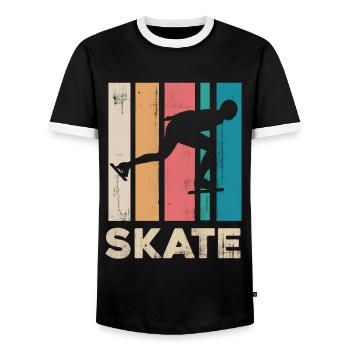 Patinage sur glace - T-shirt contrasté Homme - noir/blanc - Devant - AI Model Female 172 light (172cm) & AI Model Male 178 light (178cm)