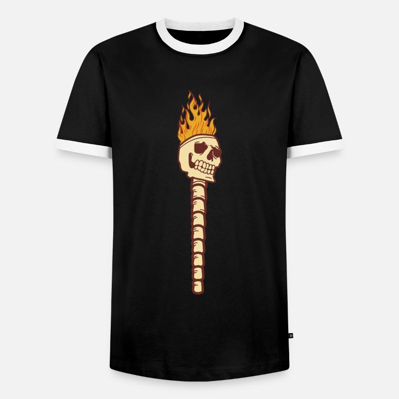 Summer torch skull - Men's Ringer Shirt - black/white