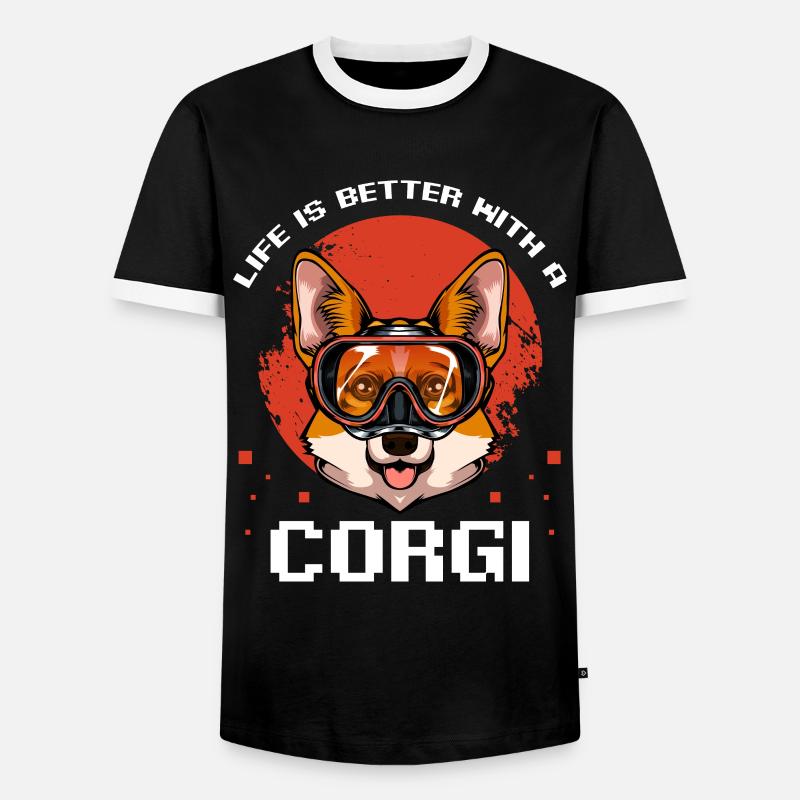 Welsh Corgi - Männer Kontrast-T-Shirt - Schwarz/Weiß