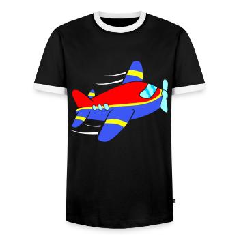 Airplane aviator - Men's Ringer Shirt - black/white - Front - AI Model Female 172 light (172cm) & AI Model Male 178 light (178cm)