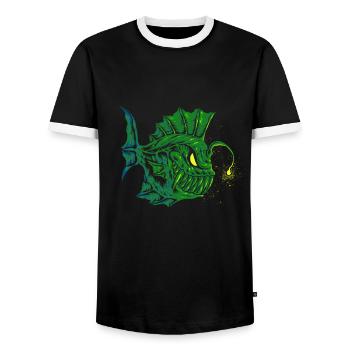 Frogfish fish fishing deep sea funny gift - Men's Ringer Shirt - black/white - Front - AI Model Female 172 light (172cm) & AI Model Male 178 light (178cm)