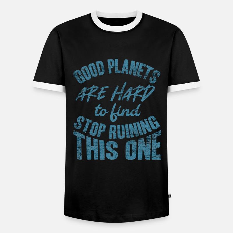 Klimaschutz - Männer Kontrast-T-Shirt - Schwarz/Weiß