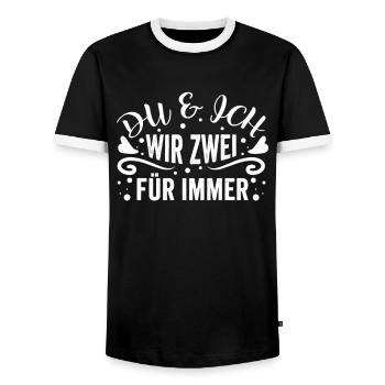 Romantisch - Paare - Verliebt - Männer Kontrast-T-Shirt - Schwarz/Weiß - Vorne - AI Model Female 172 light (172cm) & AI Model Male 178 light (178cm)