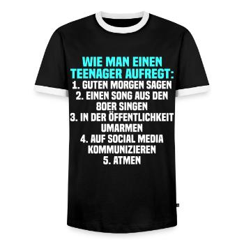 Lustig Teenager Spruch Pubertät Geschenk - Männer Kontrast-T-Shirt - Schwarz/Weiß - Vorne - AI Model Female 172 light (172cm) & AI Model Male 178 light (178cm)
