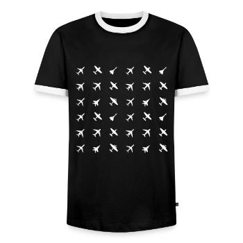 Pilot Aircraft Flying Aviator Flight Engineers - Men's Ringer Shirt - black/white - Front - AI Model Female 172 light (172cm) & AI Model Male 178 light (178cm)
