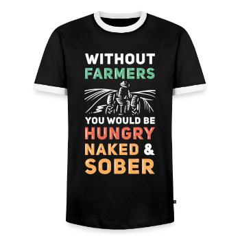 Without farmers no future - Men's Ringer Shirt - black/white - Front - AI Model Female 172 light (172cm) & AI Model Male 178 light (178cm)