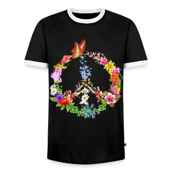 Papillon de signe de paix - T-shirt contrasté Homme - noir/blanc - Devant - AI Model Female 172 light (172cm) & AI Model Male 178 light (178cm)