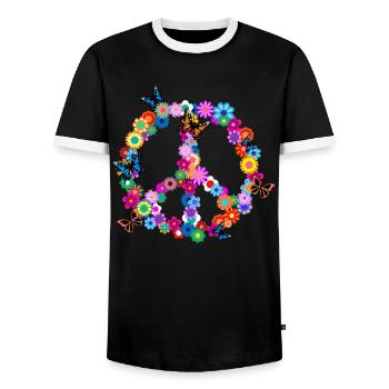 paix - T-shirt contrasté Homme - noir/blanc - Devant - AI Model Female 172 light (172cm) & AI Model Male 178 light (178cm)