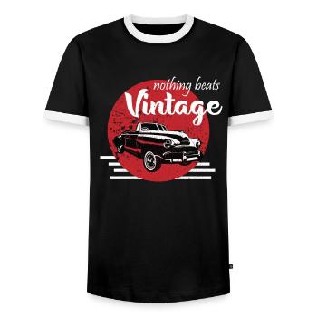 Vintage Oldtimer 50er Jahre Rockabilly Biker - Männer Kontrast-T-Shirt - Schwarz/Weiß - Vorne - AI Model Female 172 light (172cm) & AI Model Male 178 light (178cm)