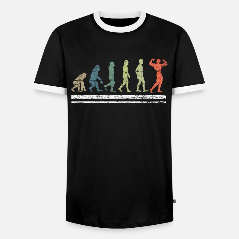 Bodybuilding Evolution - Männer Kontrast-T-Shirt - Schwarz/Weiß