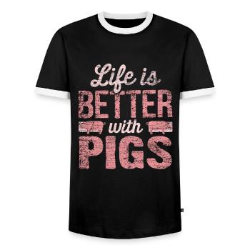 porc - T-shirt contrasté Homme - noir/blanc - Devant - AI Model Female 172 light (172cm) & AI Model Male 178 light (178cm)