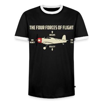 plane - Men's Ringer Shirt - black/white - Front - AI Model Female 172 light (172cm) & AI Model Male 178 light (178cm)