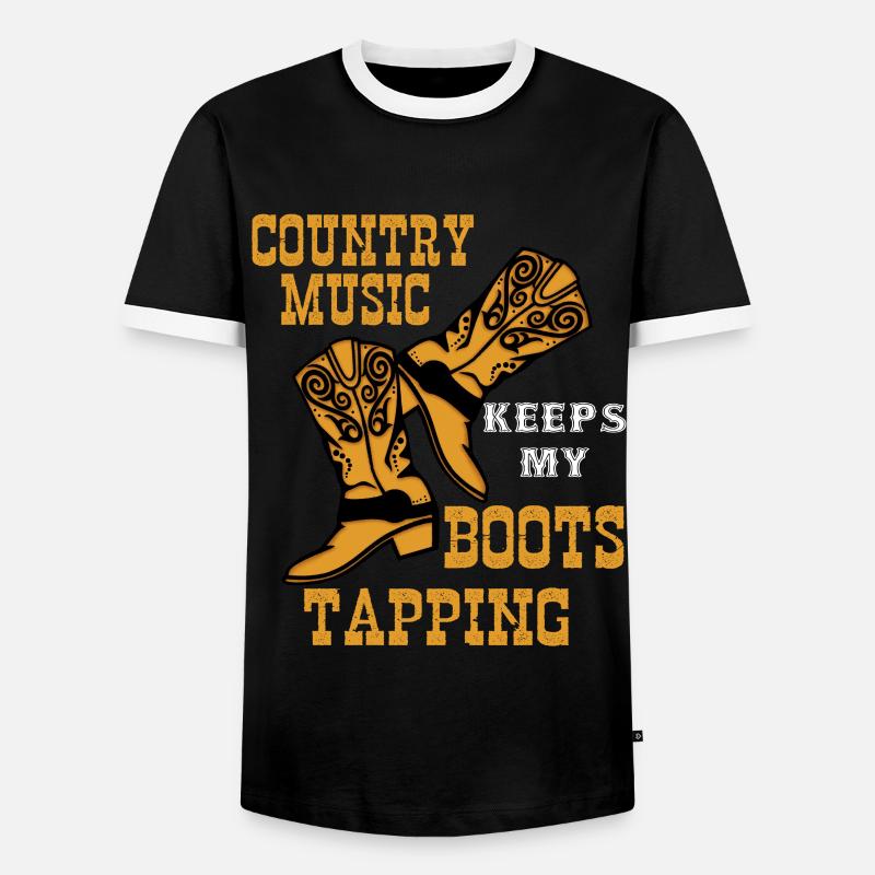 Linedance, Line dancing Boots - Männer Kontrast-T-Shirt - Schwarz/Weiß