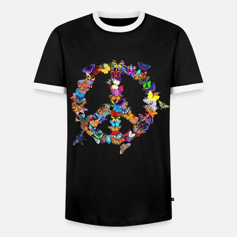 Friedensymbol Peacezeichen - Männer Kontrast-T-Shirt - Schwarz/Weiß