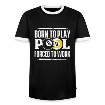 T-shirts de billard drôle de piscine - T-shirt contrasté Homme - noir/blanc - Devant - AI Model Female 172 light (172cm) & AI Model Male 178 light (178cm)